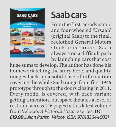 DriveGuideGuru's tweet image. Thanks to @CandSCmagazine  for this review of my recent book on Saab. Later this year, it will also be published in Polish (a first for me!).