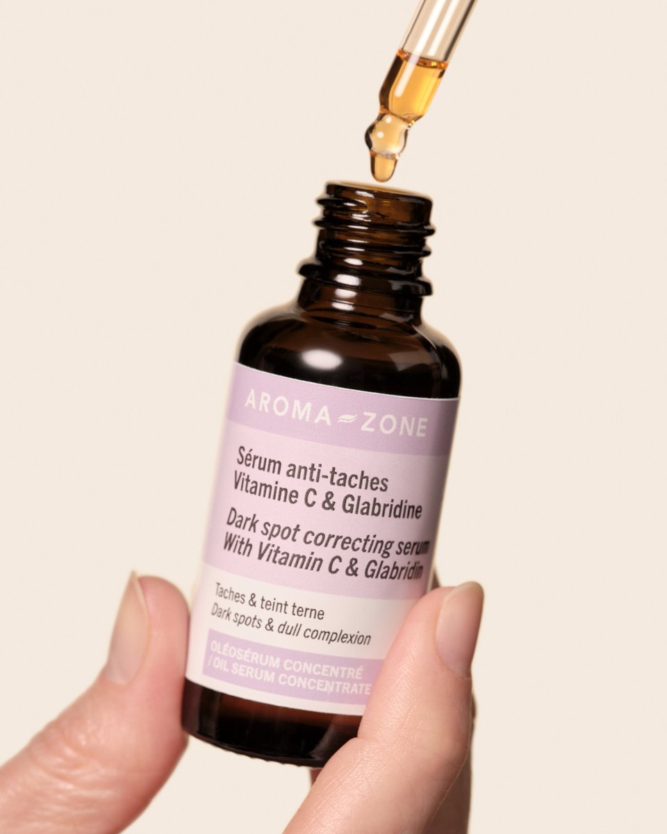 Nouveau chez AromaZone : dcouvrez notre Olosrum antitaches Vitamine  C & Glabridine. Un concentr d'actifs pens pour corriger les taches et  unifier le teint. Envie de comprendre comment il agit au