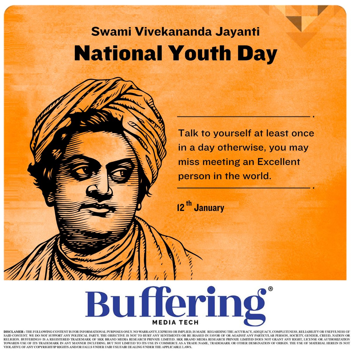 Bufferingmedia's tweet photo. Celebrating National Youth Day, honoring Swami Vivekananda’s legacy and the power of young minds to shape the future. Let’s inspire the youth to rise, dream big, spread positivity, and drive change.

#NationalYouthDay #SwamiVivekananda #AriseAwakeStopNot #YouthPower #FutureLeader https://t.co/llX0iwY16Z
