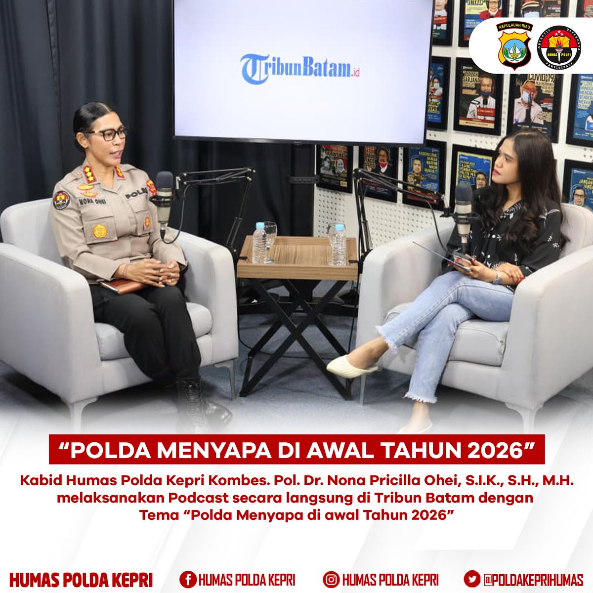 poldakeprihumas's tweet photo. "POLDA MENYAPA DI AWAL TAHUN 2026"
.
.
@divisihumaspolri polripresisi @mabespolrinews @ini_polisi @polisi_indonesia @halo_polisi
#HumasPoldaKepri
#Multimediapoldakepri
#Prabowopresidenri
#polripresisisi
#SertakanTuhanDalamSetiapNiatDanLangkahmu
#TogetherWeAreStrong https://t.co/wFblGu6MLf