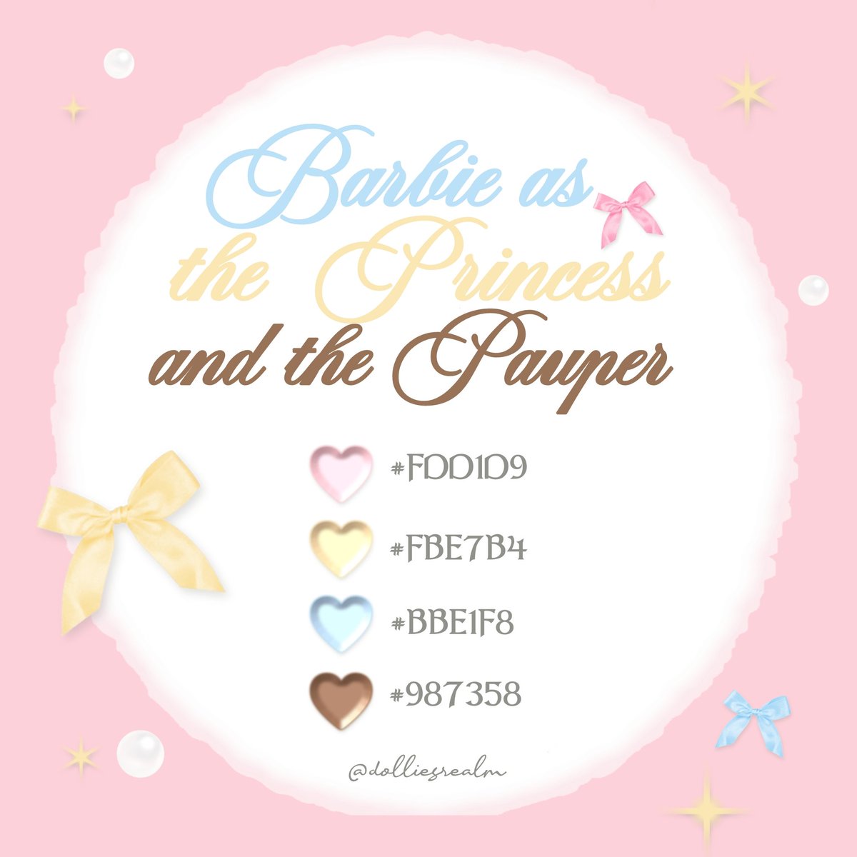 dolliesrealm's tweet image. ㅤ
🌙💭💤 ⊹ ࣪ reposts or likes: appreciated ♡︭!

★ 🧸 ..  color palette, 𝐛𝐚𝐫𝐛𝐢𝐞 edition! 🪞 ֪ 
🪞⊹ ࣪ ᤻ ⓘ  by @dolliesrealm

 指南,🐇🎀  。feel free to adjust !
 指南,🐇🎀  。don't reupload on another platform !

{#zonauang #zonajajan #zonabu}