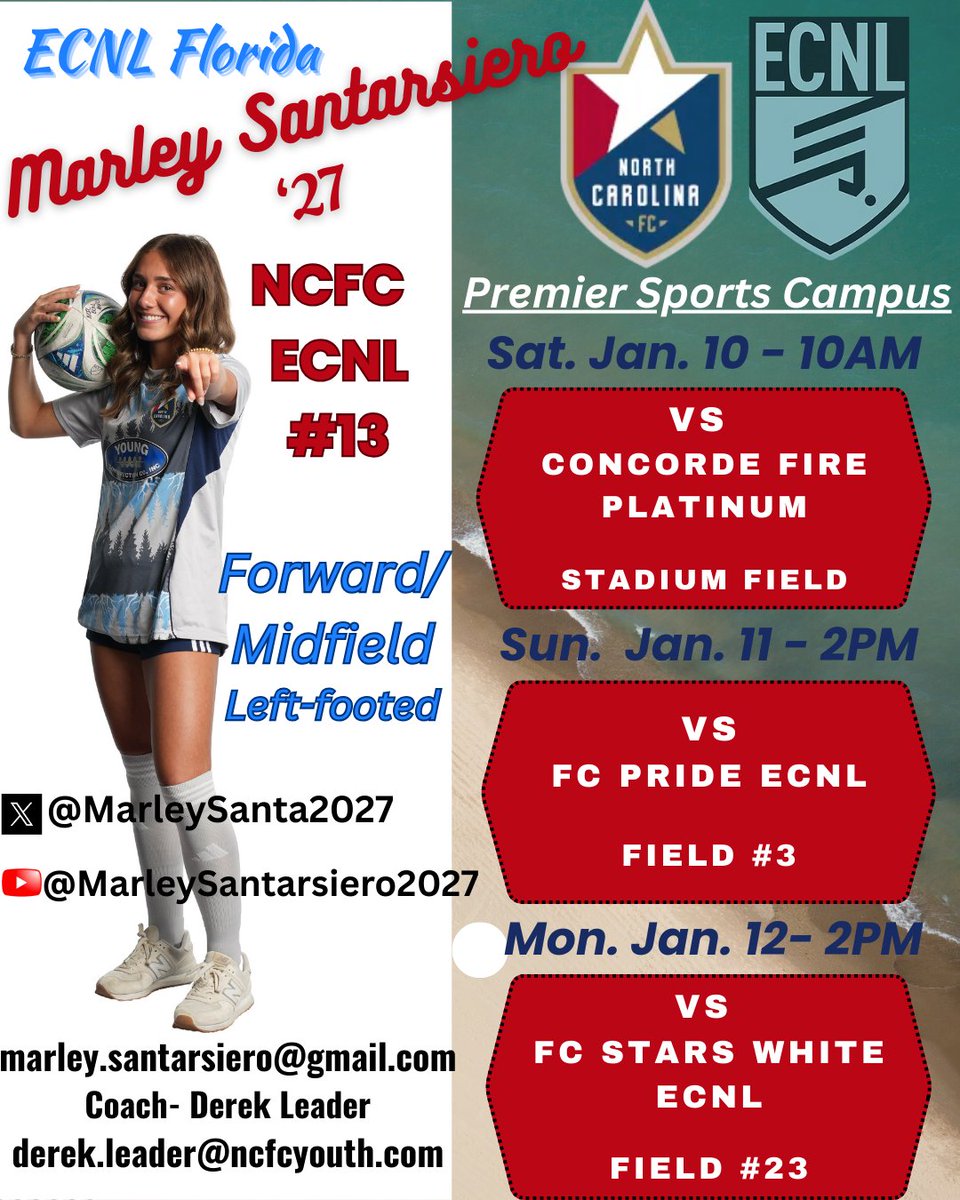 MarleySanta2027's tweet photo. Day 3 @ecnl Florida! Field change- come watch us play on field 23 @ 2pm! https://t.co/PRKay384S9