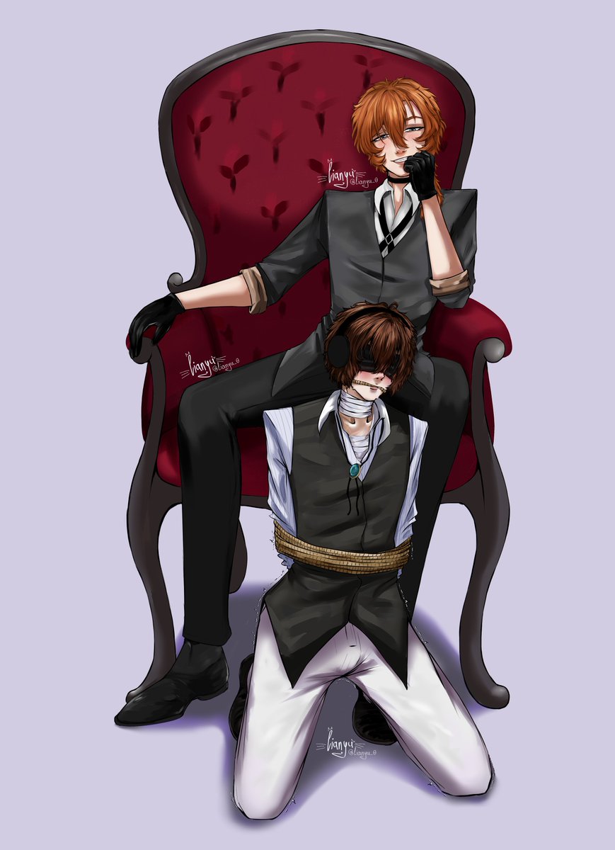 lianyu_0's tweet photo. i know i'm late but it's never actually too late to draw soukoku and tied up dazai! 🍷🤕

#中太 #soukoku #츄다자 #skk #chuuzai https://t.co/FgL7QFMRAt