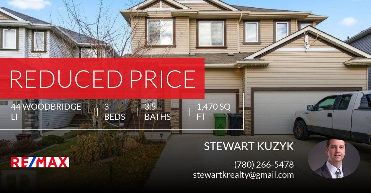 StewartKuzyk1's tweet photo. 📍 Reduced Price 📍 This recently reduced home at 44 Woodbridge Li in Fort Saskatchewan won't last long, so, don't wait to set up a showing! Reach out here or at (780) 266-5478 for more information! https://t.co/7V7r7cvdqb https://t.co/tJU5FpIVAH