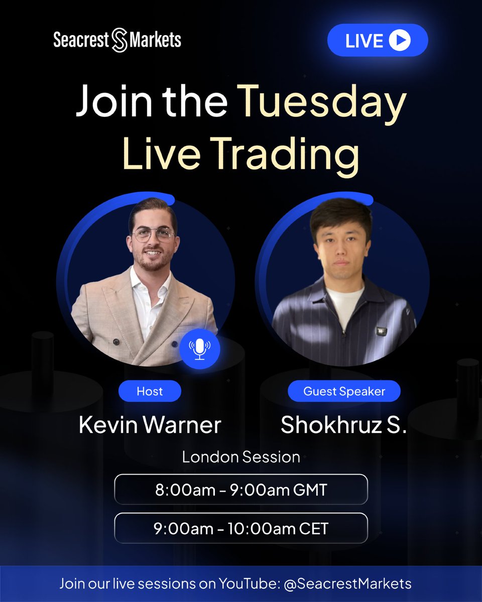 Trading is better live. 👀

Join us this Tuesday, January 13 for our London Session with CEO Kevin Warner and guest trader Shokhruz S.

🕗 8:00–9:00 AM GMT
🕘 9:00–10:00 AM CET
 📺 Watch live on YouTube: @SeacrestMarkets