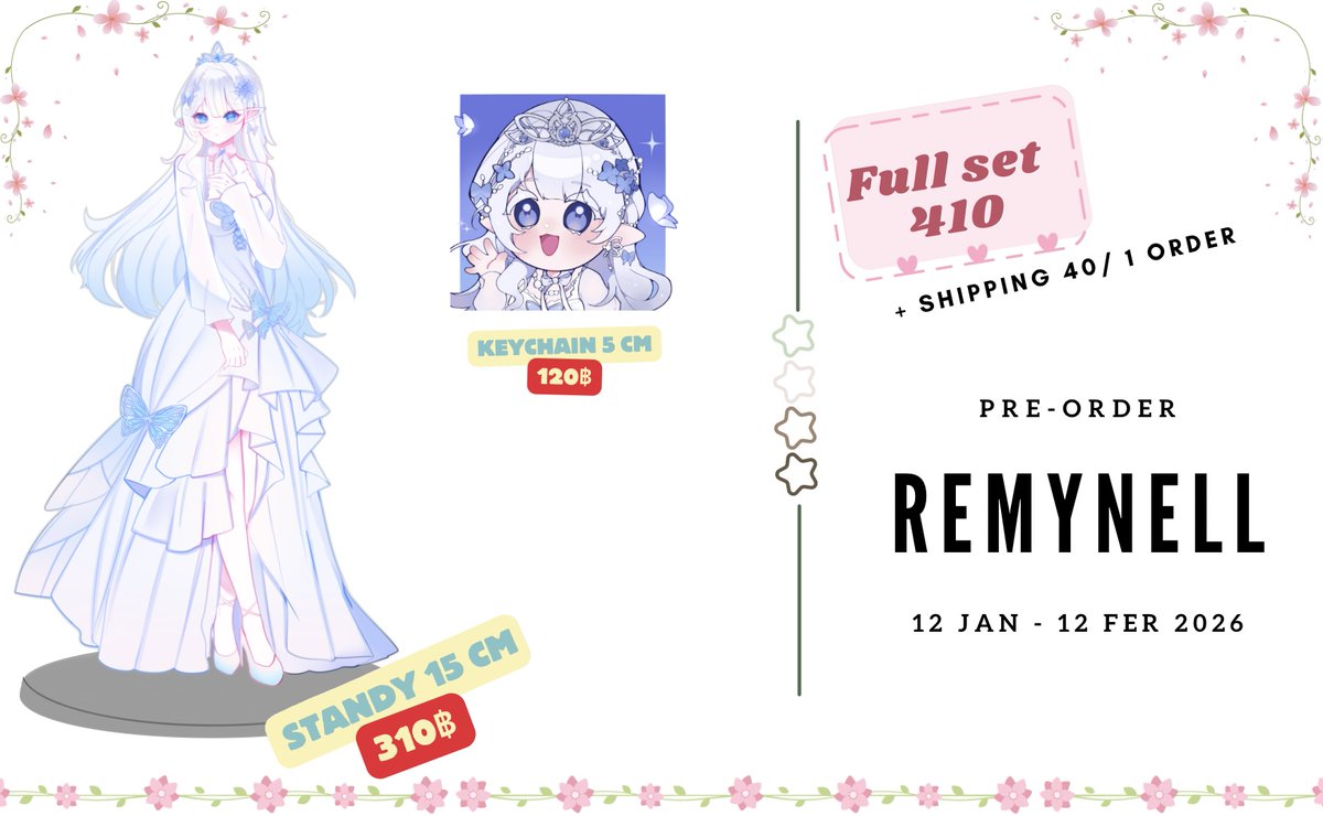 Remynell's tweet image. Pre Order REMYNELL  
🩶Acrylic Keychains / standy 🩶

พวงกุญแจ 120 THB / สแตนดี้ 310 THB
FULL SET 410 THB
ค่าจัดส่ง 40 THB / 1 การสั่งซื้อค้าบ

ระยะเวลาพรี 12 Jan - 12 Fer 2026 📷
จิ้มๆเลยค้าบ docs.google.com/forms/d/e/1FAI…