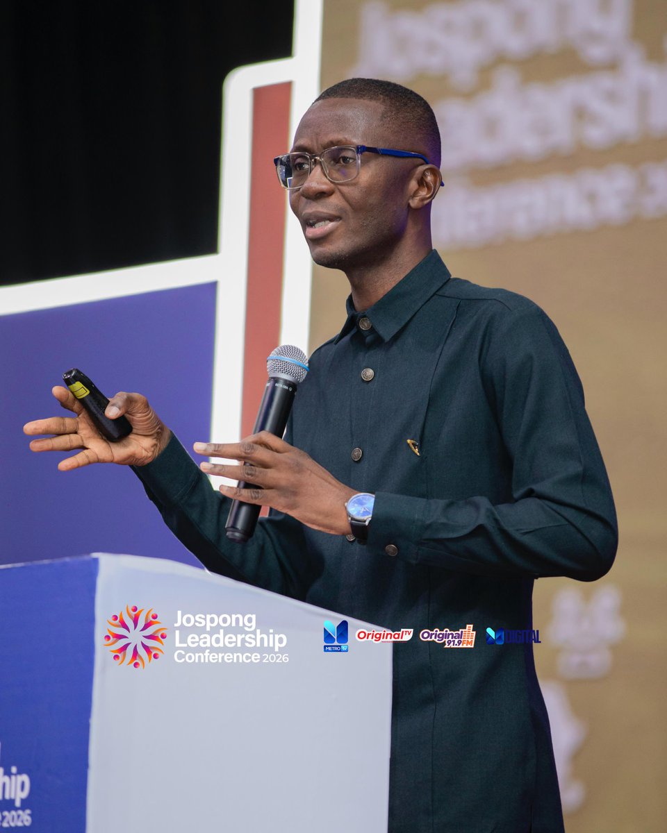 metrotvgh's tweet photo. "What motivates me as leader is service..." -- A powerful presentation on "Defining transformational leadership" by @Citi973 Benard Avle at this year's Jospong Leadership Conference. 

#JLC2026 #BuildingTomorrowsLeadersToday #MetroTV https://t.co/OXxJmloCGr