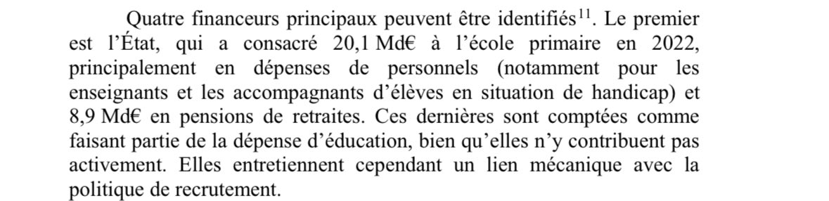 Et ces 150 euros dédiés aux jeunes sont gonflés aux surcotisations retraite. Quasiment un tiers du budget de l’Etat consacré à l’école primaire est constitué de cotisations au régime de retraite de la fonction publique.