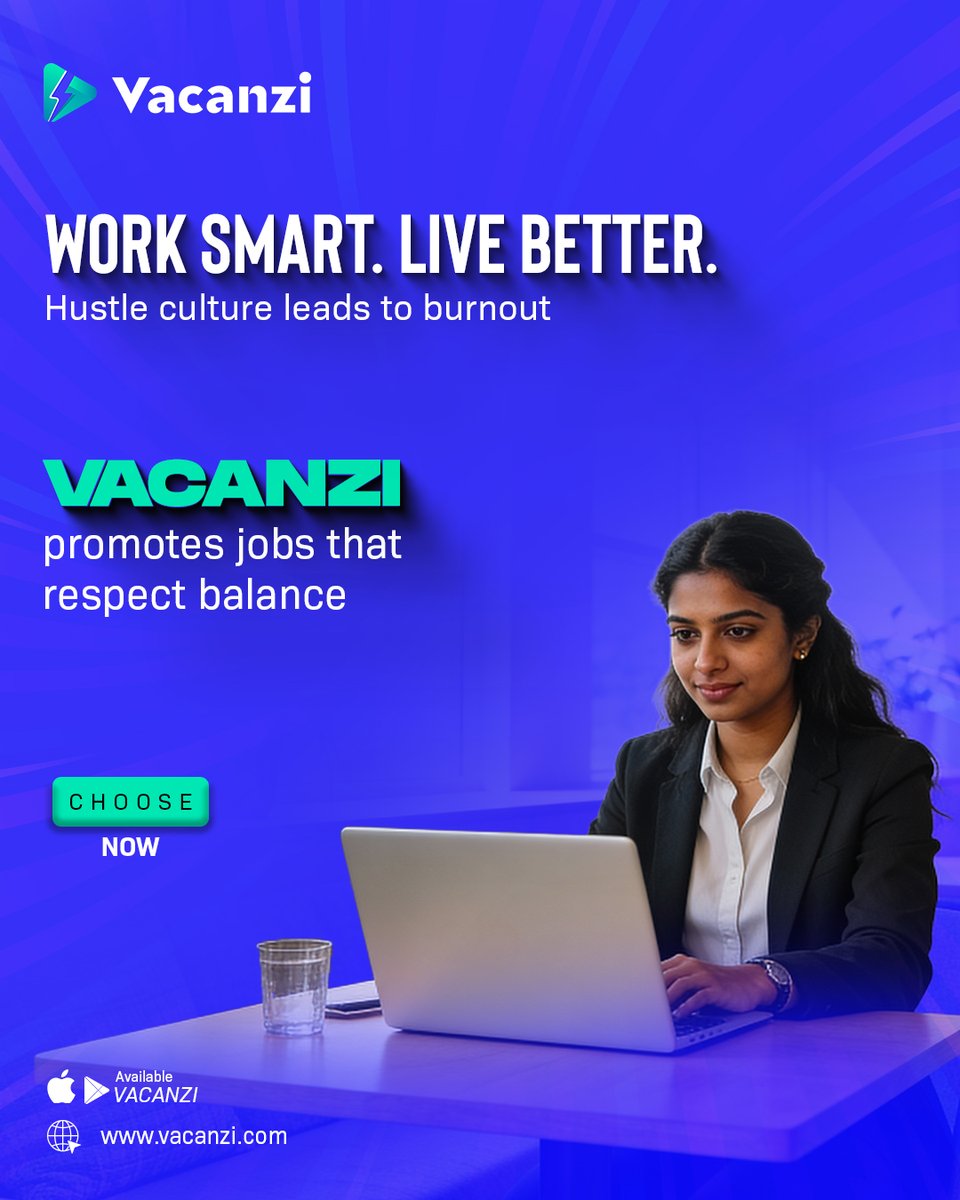 vacanzi102's tweet image. Work smart. Live better.
Vacanzi highlights jobs that value balance, flexibility, and well-being—so your career supports your life.
Choose balance.
#Vacanzi #WorkLifeBalance #ChooseBalance #GenZCareers #HealthyWork #FutureOfWork