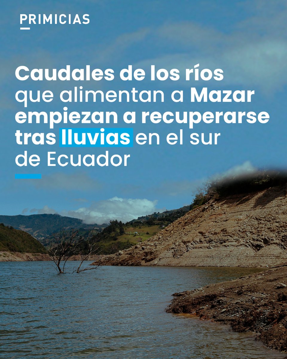 Primicias's tweet photo. Aunque las lluvias no son intensas, los ríos de Cuenca, que alimentan al embalse de Mazar, empiezan a recuperarse este lunes 12 de enero. https://t.co/R6Y3pDe0en https://t.co/B7e8NFXCHi
