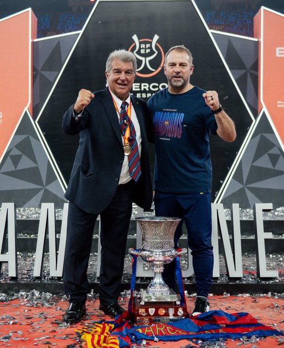 EL PRIMER TITULO DE LA TEMPORADA... Y SIN NINGUNA DUDA VAMOS A POR MÁS! 

2 SUPERCOPA DE ESPAÑA 
1 COPA DEL REY 
1 LIGA DE FLORENTINO PÉREZ 

ESTE ES EL PALMARÉS DE ESTA JUNTA DIRECTIVA Y DE HANSI FLICK Y SU STAFF... Y POR SUPUESTO LOS JUGADORES!

SIGAMOS ASÍ... VISCA EL BARÇA!