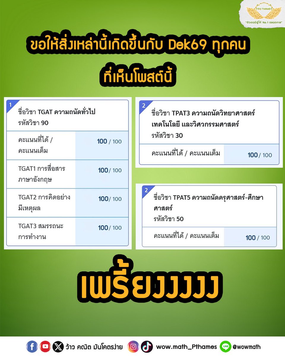 ขอให้สิ่งเหล่านี้เกิดขึ้นจริงกับ dek69 ทุกคนที่เห็นโพสต์นี้

เพรี้ยงงง🙏🏻🙏🏻🙏🏻

#dek69 #ติวเตอร์ผู้ให้no1ตลอดกาล