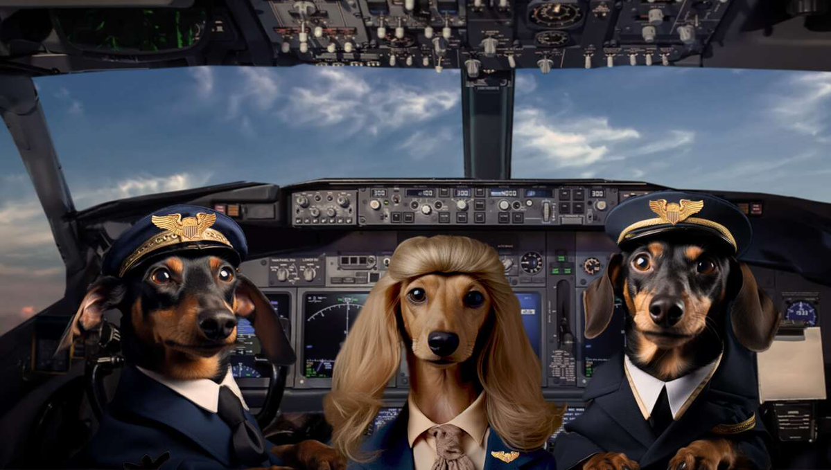 TheBabylonBee's tweet image. History Made As United Airlines Reveals First All-Dachshund Flight Crew buff.ly/l6VCBOu