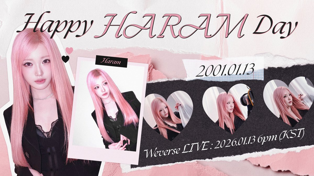 Billlieofficial's tweet photo. [📡]
2026.01.13 (TUE) 6PM (KST)
🩷Happy HARAM Day🩷

🔗 https://t.co/FXaMKrawQ4

#Billlie #빌리
#Happy_HARAM_Day🩷 https://t.co/fFW8ncd0m5