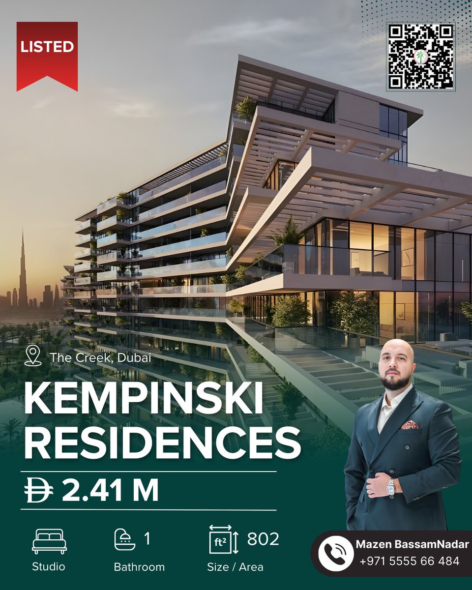 TamaniProp's tweet photo. ✨ Listed – Kempinski Residences, The Creek ✨

Studio • 804 sq.ft
 AED 2.41M

Premium waterfront living in one of Dubai’s most exclusive communities.

📞 +971 5555 66 484
📍 Tamani Properties, 703 The Prime Tower, Business Bay – Dubai

#TamaniProperties #KempinskiResidences https://t.co/lefCEMmaoK