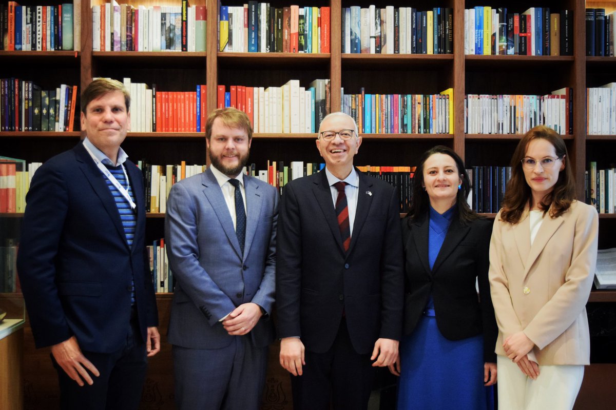 HungaryintheEU's tweet photo. Competitive Visegrád! Today at the House of Hungary, Coreper I ambassadors of the Visegrád countries were joined by @GIoannidesCY of #CY2026EU for a working lunch. Discussions focused on the presidency’s priorities and ongoing legislative files. https://t.co/nhMfMUKslO
