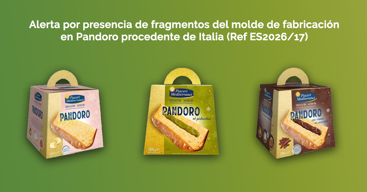 Chequea que no dispongas de alguno de los lotes de Pandoro procedente de Italia afectados por esta alerta. 
Si fuese así, abstente por favor de consumirlo y acércate a nuestra tienda en el horario habitual para devolver el producto o escríbenos:

manaproductossingluten.com/comunicado-ene…