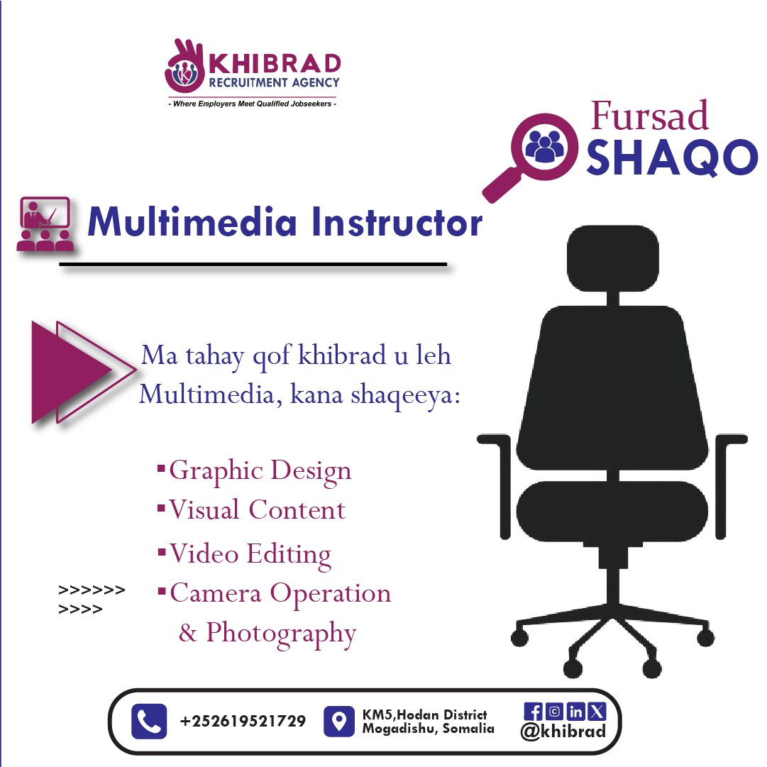 Khibrad Recruitment Agency is Somali Job Gate that tweet media