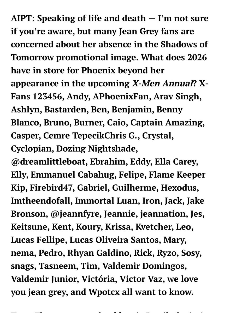 anythingaboute2's tweet image. It’s one hell of a day chris Claremont confirmed jean will be back in Doomsday  and jean grey is confirmed to be back im comics later this year in ATP 
I’m telling y’all 2026 is gonna be her year in comics and beyond 
#AvengersDoomsday #XSpoilers