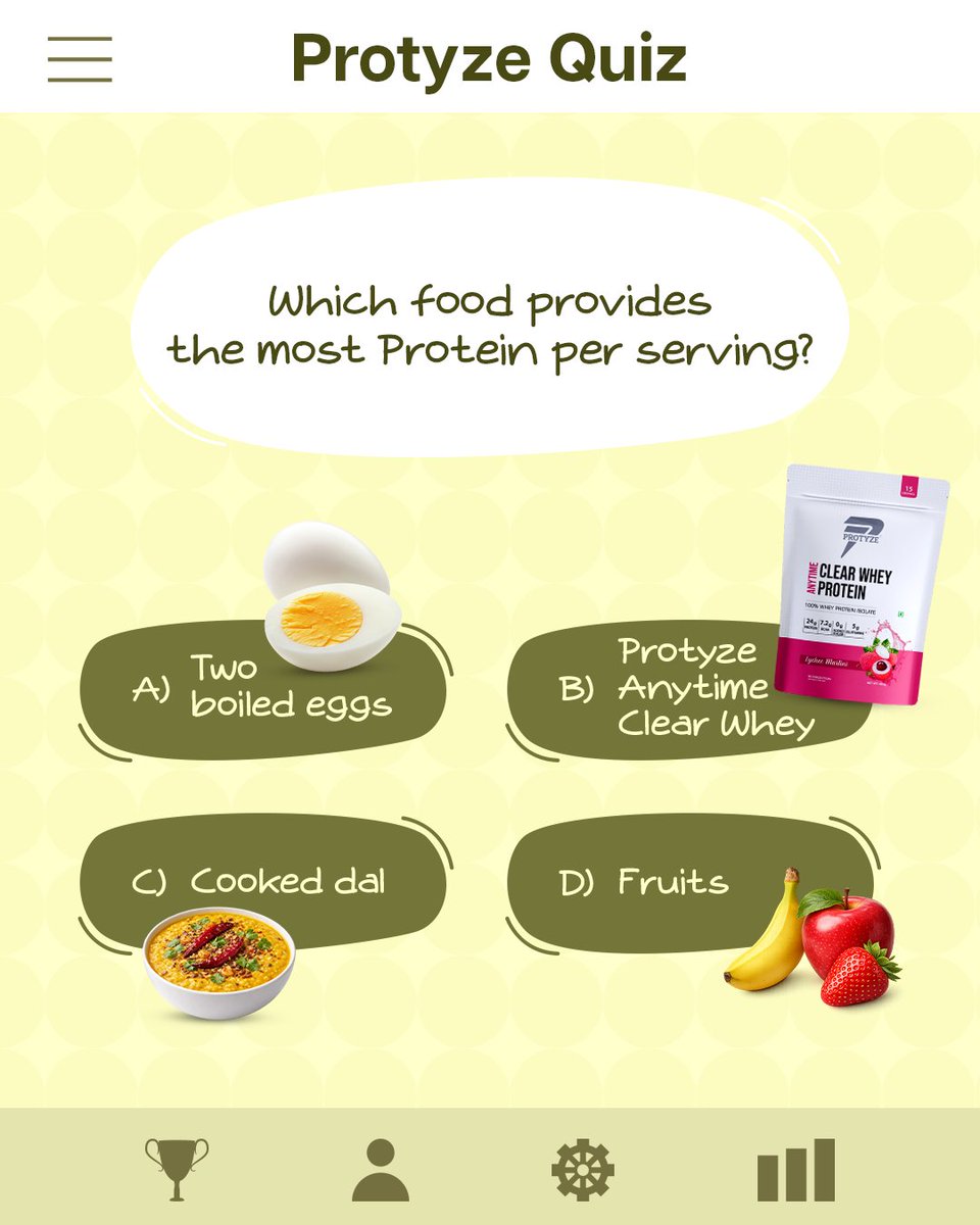 protyze's tweet photo. Which one provides the highest Protein Per serving??

Tell us in Comment Section..

[Quiz of the week, Protyze Quiz, Question answers, quiz competition, fun fact, fact about protein, competition]

#protyze #protyzequiz #proteinquiz #funfact #answerthequestion https://t.co/6wsfYrnKu4