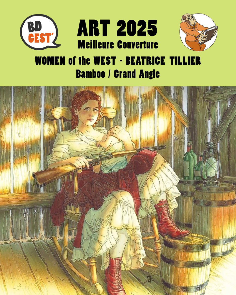 Palmarès BDGest'Arts 2025 : Meilleure couverture
<a href="/BeatriceTillier/">Beatrice Tillier</a> pour Women of the West - <a href="/bamboo_edition/">Bamboo Édition</a> <a href="/GrandAngle_fr/">Grand Angle</a> 
Détails des votes : bdgest.com/bdgestarts-202…
