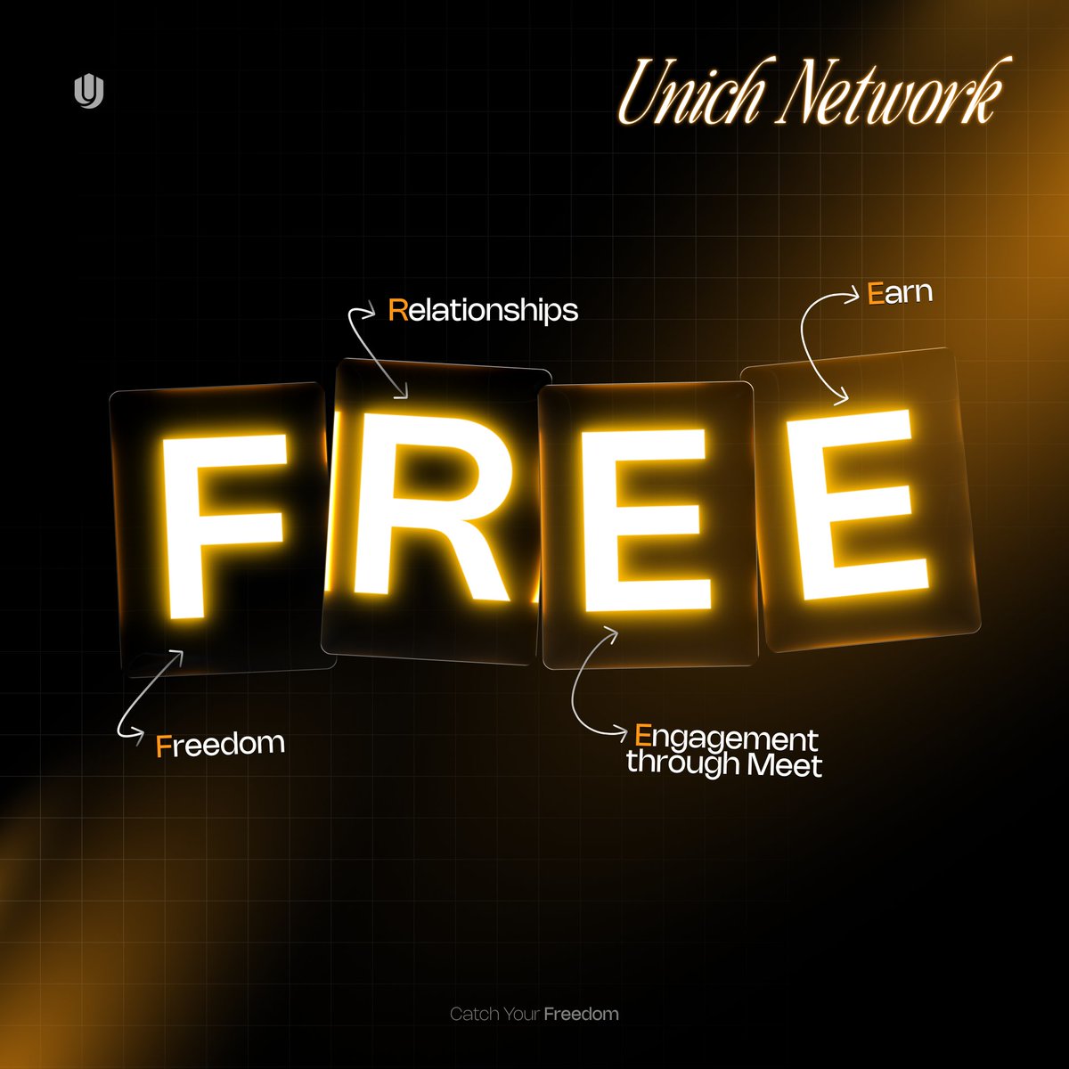 unich_com's tweet image. 'FREE' carries deep meaning for Unich Network.

It represents the values we want to build and share with our community.

✓ 𝐅reedom: Freedom in every sense - financial, mental, and personal.

✓ 𝐑elationships: Quality relationships that make your life better and move you closer…