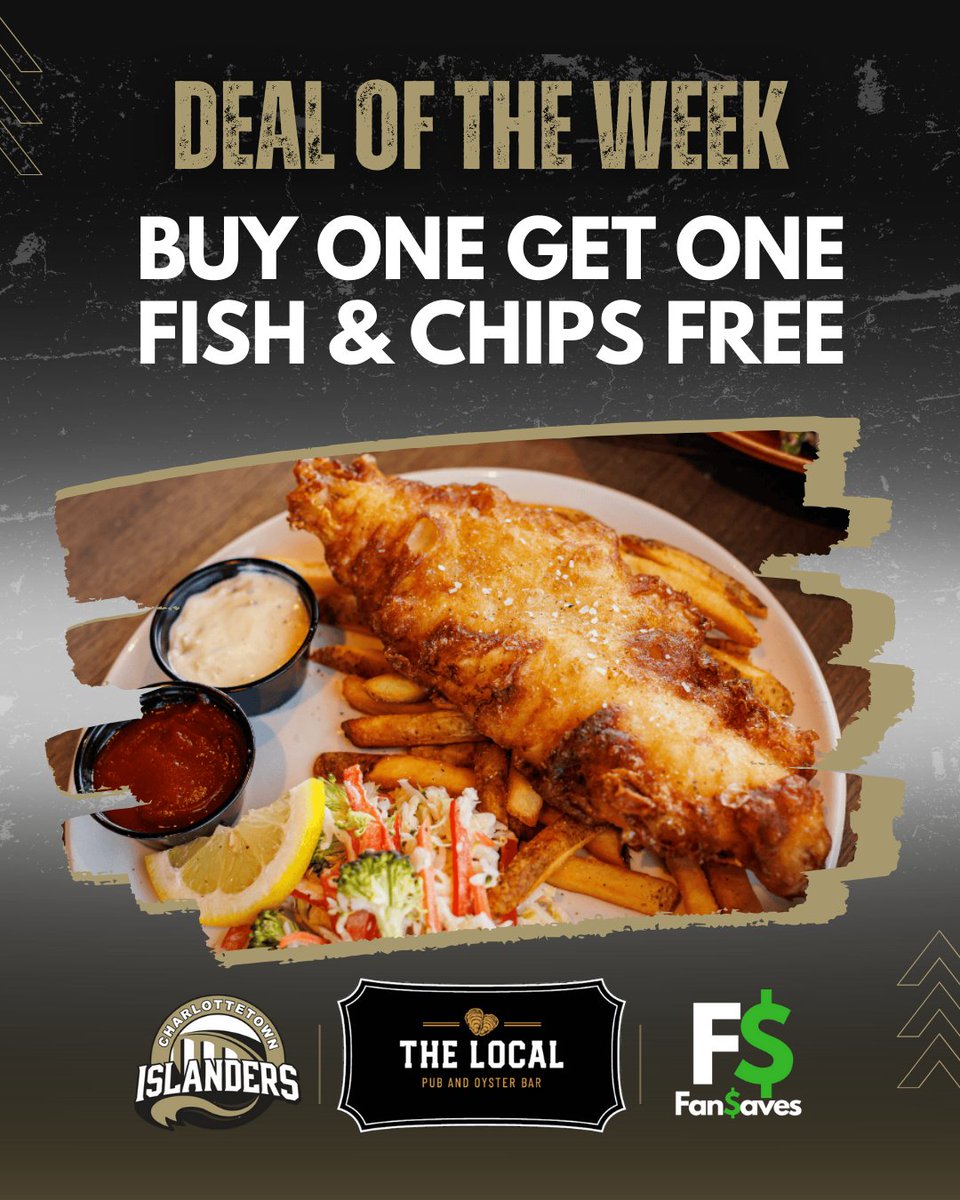IslandersHKY's tweet photo. FanSaves Deal of the Week!

Enjoy BUY ONE, GET ONE FREE Fish &amp; Chips at The Local Pub &amp; Oyster Bar with FanSaves!

Open the @fan_saves app, claim the deal, and dig in!
👉 https://t.co/Bwua20alJI https://t.co/fs9noYcDES