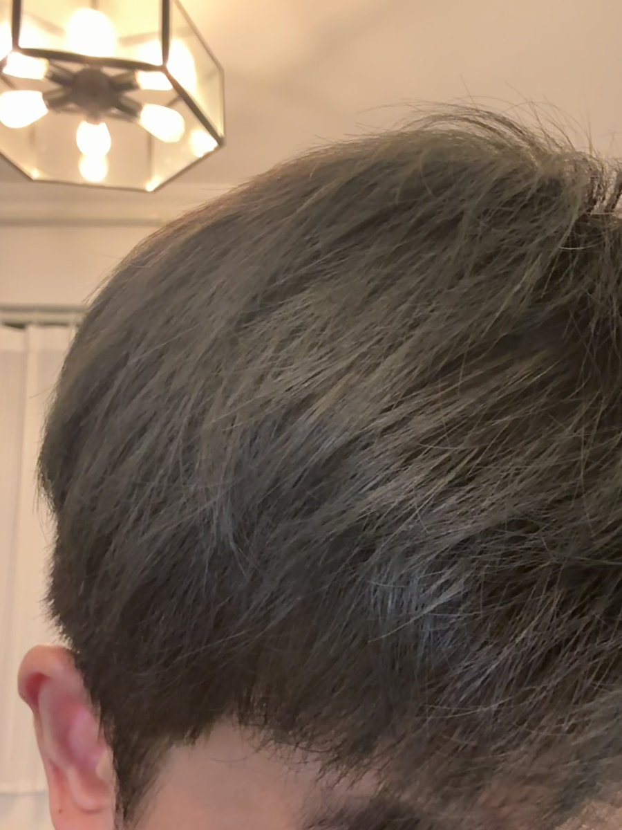 我嫌弃之前染的颜色褪成了黄色
今晚重新染，获得了一头绿毛😑