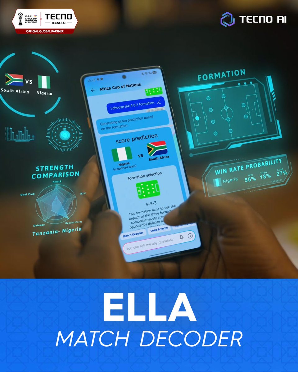 TECNOMobile254's tweet photo. Who takes the win?

ELLA Match Decoder powered by TECNO AI has the stats.

#ellamatchdecoder #TECNOAI #tecnoaiella #TECNOAFCON2025 #TECNOAISoEasy #TotalEnergiesAFCON2025 https://t.co/vw1sqRC140