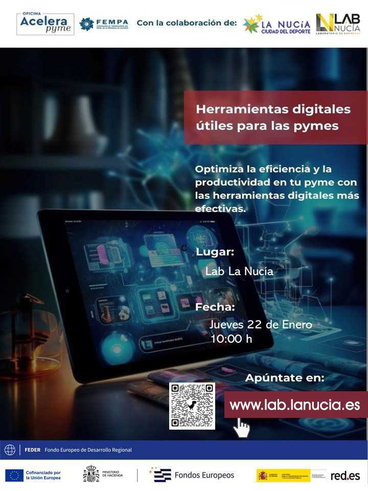 ✅El Lab_Nucia acoge un curso de “Herramientas digitales”📲para Pymes el próximo jueves 22 de enero a las 10h.🤳 cc <a href="/LaNuciaES/">La Nucía</a> 

➕ℹ️👉 lanucia.es/Actualidad/not…