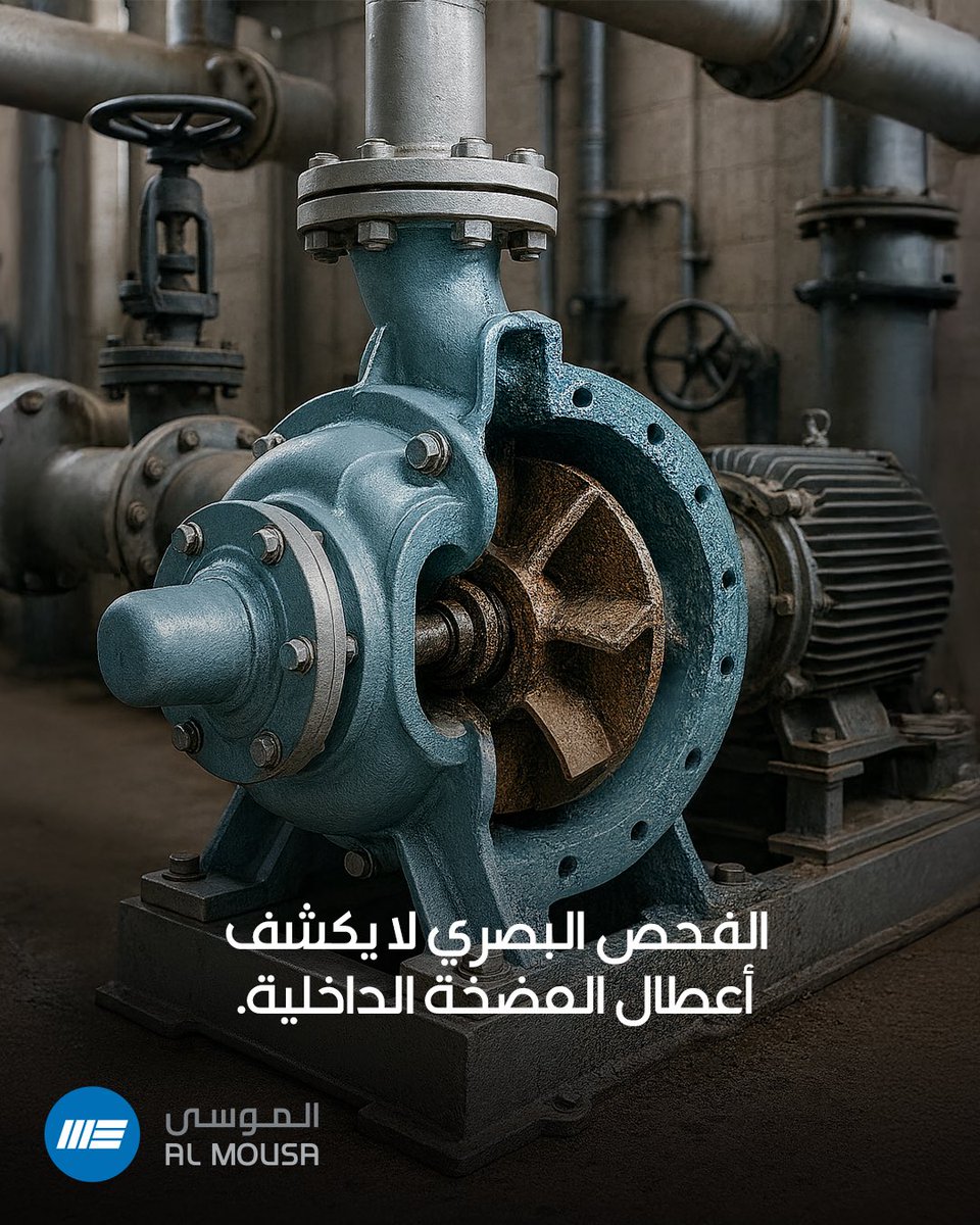 Almousahc's tweet image. A pump may look fine externally, but internal issues can exist: corrosion, reduced flow, or worn parts. Preventive maintenance goes beyond visual checks
قد تبدو المضخة سليمة، لكن الخلل قد يكون داخليًا. الصيانة الوقائية تتطلب فحصًا دقيقًا.
#AlmousaLTD #PumpMaintenance #صيانة_دقيقة
