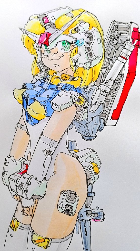 線画のRX-78-2ガンダム少女を着色しました。 #ロボ娘なんでも投稿祭