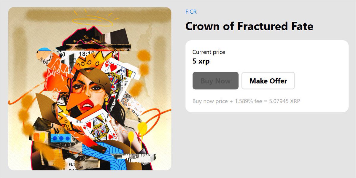 1 piece left of the 'FICR' series on <a href="/xrpcafe/">xrp.cafe ☕</a> 
'Crown of Fractured Fate'
Buy now 5 XRP

Link below 🔽