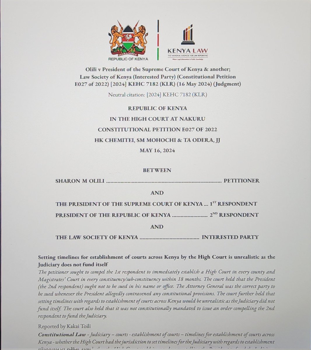 kaborus's tweet image. Sometimes back, a three judge bench was appointed by the Chief Justice to hear a petition on expanded access to Justice.

To say that the judgement was a piece of shoddy work is an understatement. One judge did the judgement. Another one attended the delivery. Another one…