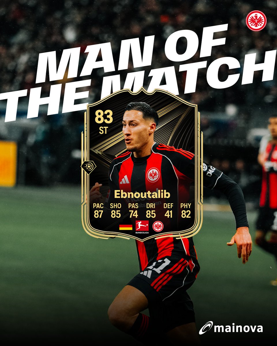 Eintracht's tweet photo. Erstes Spiel. Erstes Tor. Erster 𝓜𝓪𝓷 𝓸𝓯 𝓽𝓱𝓮 𝓜𝓪𝓽𝓬𝓱: Younes Ebnoutalib👏
#SGE | #SGEBVB | ⚡️ powered by @MainovaAG https://t.co/ch9qN5o8Gc