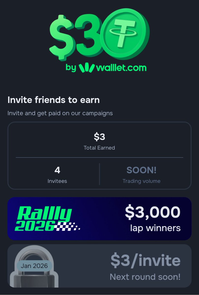 💸 Just received $3 from <a href="/walllet_com/">walllet.com</a>! 🚀
👉 Want in?
1️⃣ Install the app
2️⃣ Join the referral campaign
3️⃣ Earn USDT by inviting users
🔗 My referral link:
walllet.com/r/itiuc6
Don’t sleep on this - next rounds are coming 👀🔥
#airdrop #airdrops #crypto #giveaways