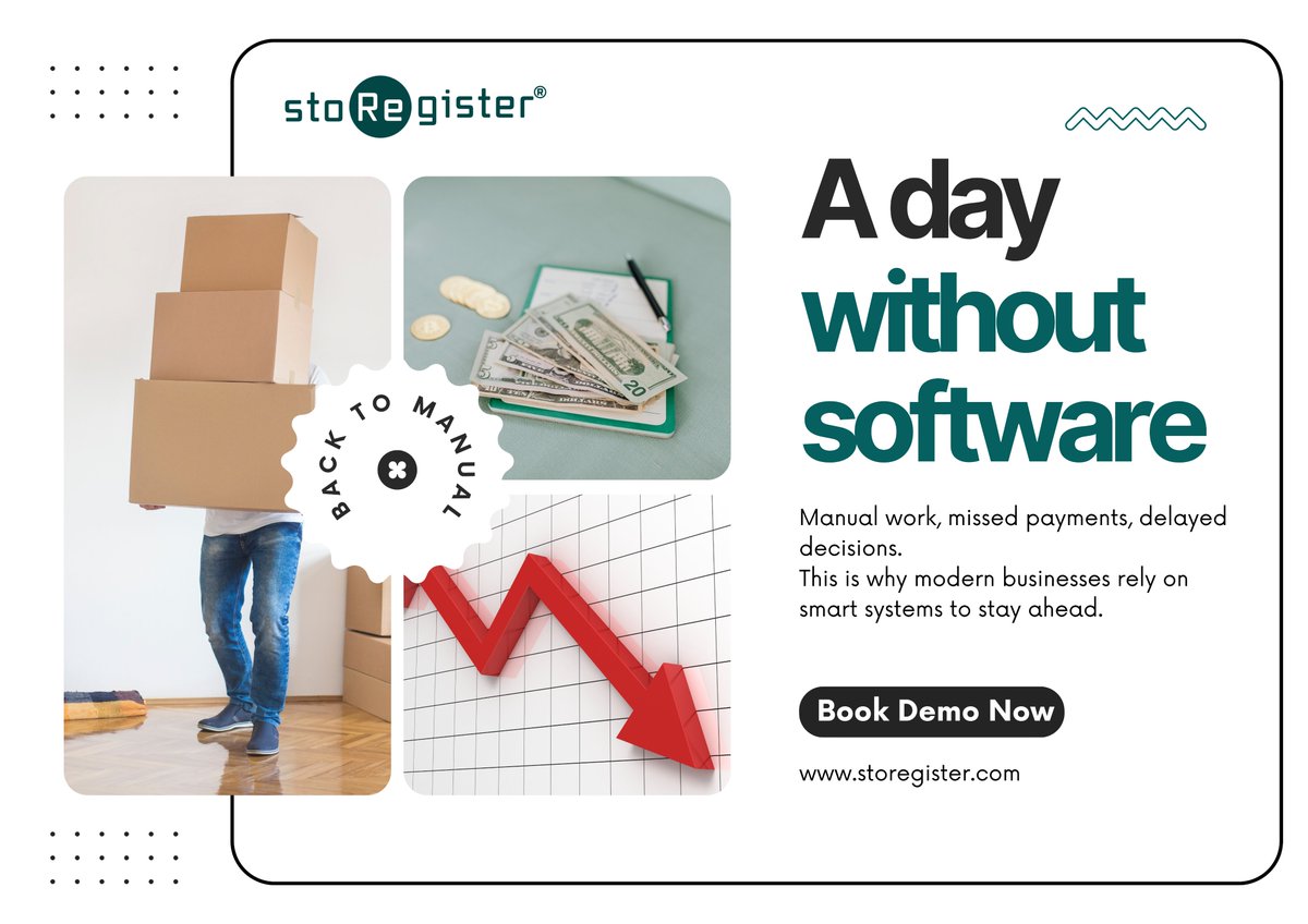 storegister's tweet photo. Manual tasks. Missed payments. Slower decisions.
That’s what a day without software looks like.
That’s exactly why StoRegister is built to manage your operations smarter—every single day.

🌐 https://t.co/QfFAqNCxRH
#StorageSoftware #Automation #BusinessEfficiency #StoRegister https://t.co/JMDKZRtAw4