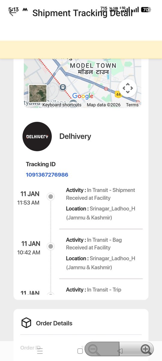 Aadilpathann's tweet photo. @delhivery @help_delhivery 
Shipment booked #Delhivery_air on 6-1-26 Awb no 1091367276986 stuck at Srinagar_Ladoo_H from last three days please escalate this issue with your team and deliver it as urgently.
@delhivery
@help_delhivery https://t.co/b7O7LR1dza