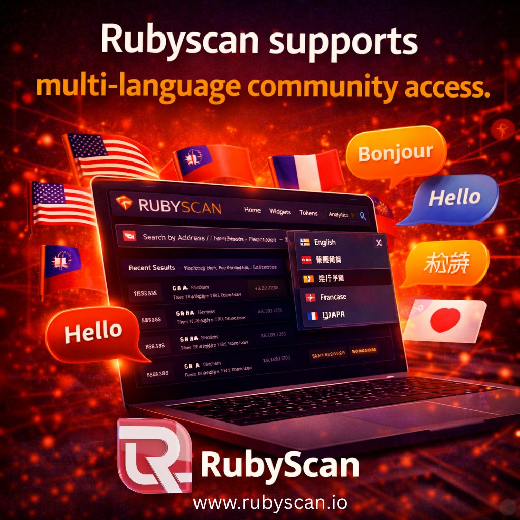 RubyScan empowers a truly global community by supporting multiple  languages—making blockchain data accessible, clear, and user-friendly for  everyone, everywhere. 🌐Visit:- https://t.co/eBRteN60AW #RubyScan  #GlobalBlockchain #MultiLanguageSupport #Web3 ...