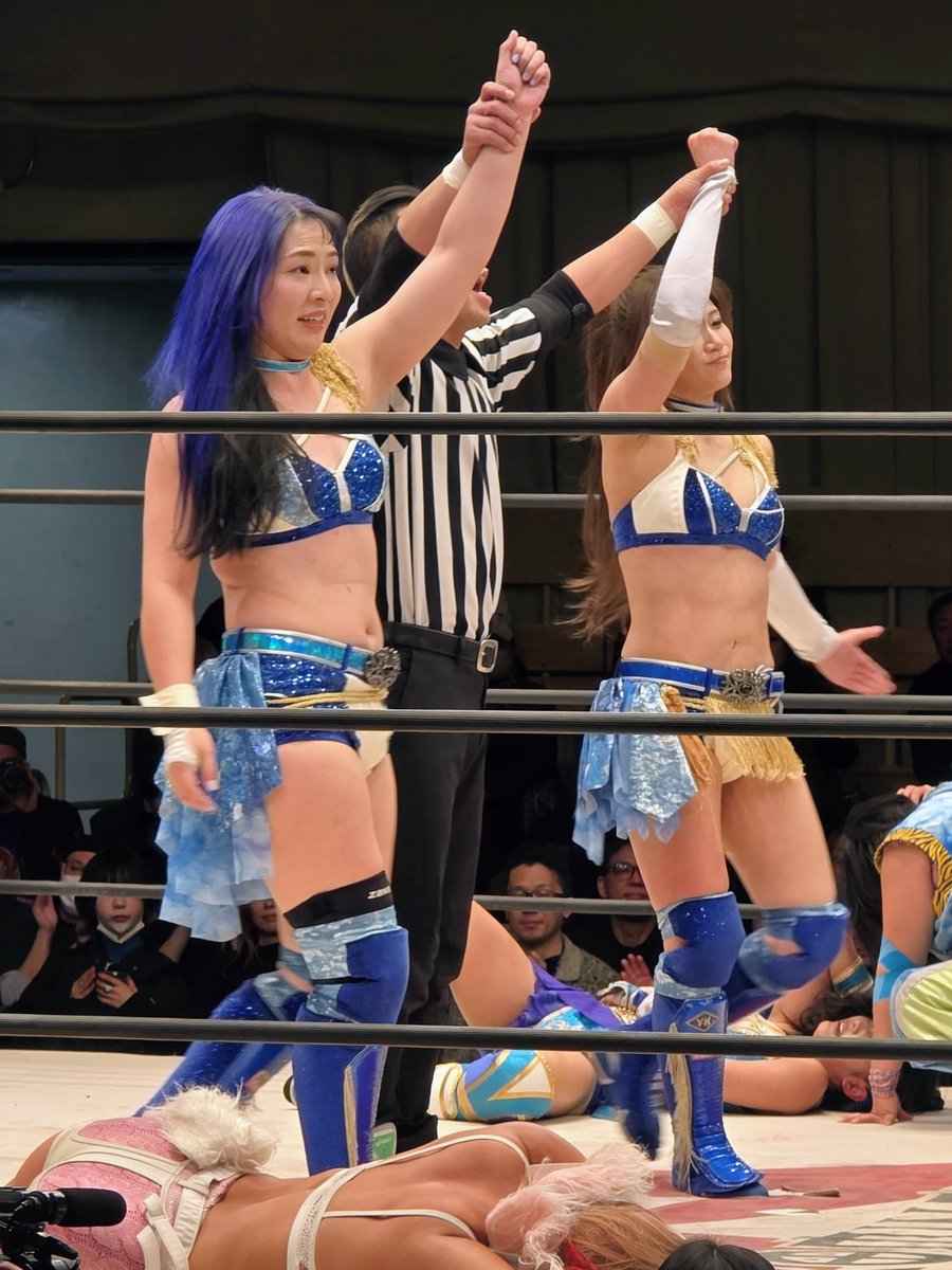 1．ラストアジュレボ 3WAYタッグマッチ ◯世羅りさ、雪妃真矢（14