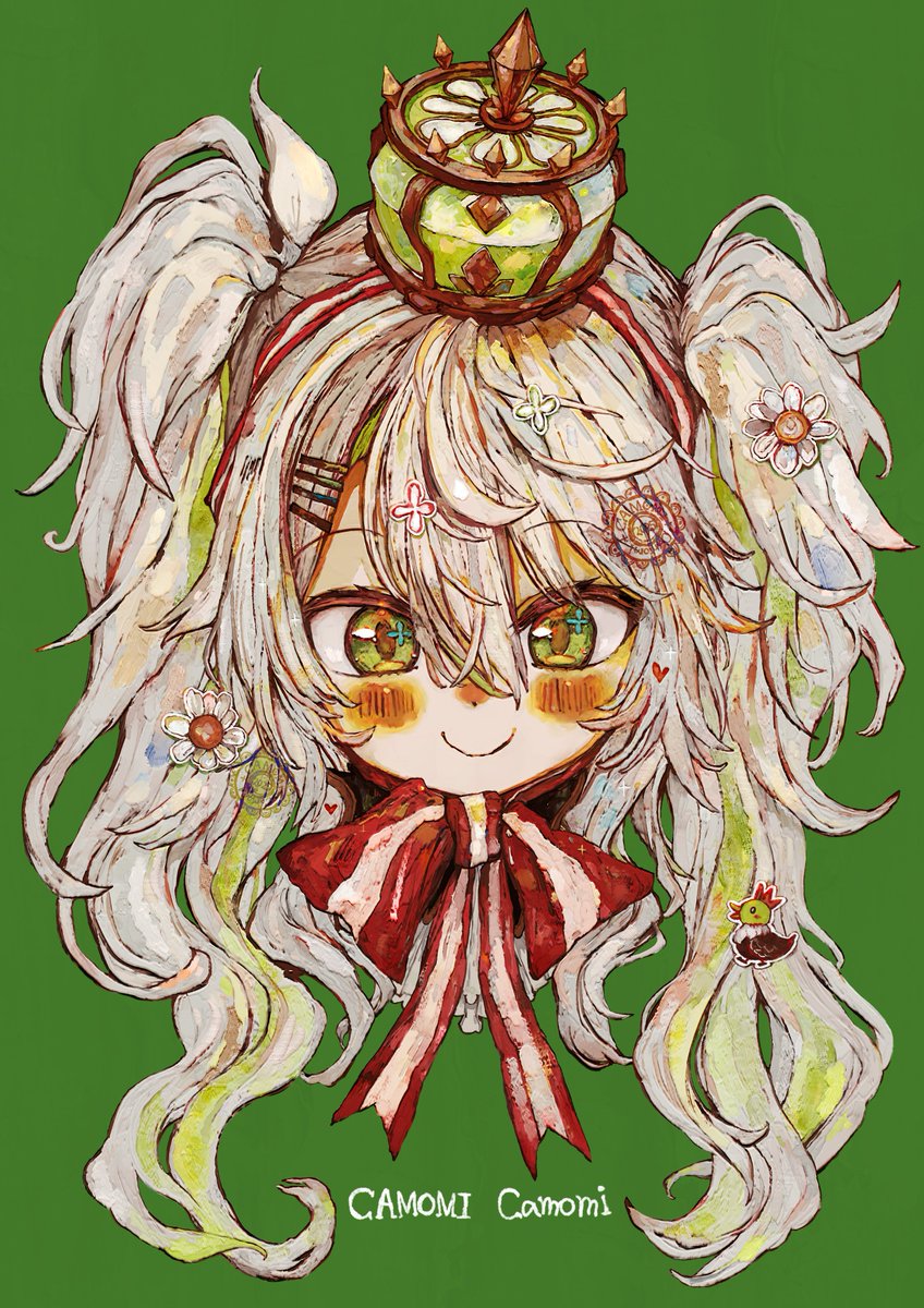 camomi_camomi's tweet photo. 『シンボル』 

 塗れば塗るほどパーツの境界がふわふわ抽象的になっていきやすい塗り方と、パキッとしたデフォルメキャラの象徴的な明瞭さを両立させることを目指した2025年の実験作だよ。
予約投稿の仕様でイラスト画質落ちてたので再掲です。質感こだわってるからタップしてね。かわいく描けた！💚 https://t.co/lh3wlQ1H4N