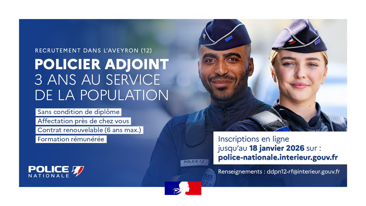 Image de Préfète de l'Aveyron - #Recrutement|Vous voulez exercer un métier passionnant et travailler aux côtés des policiers au serv