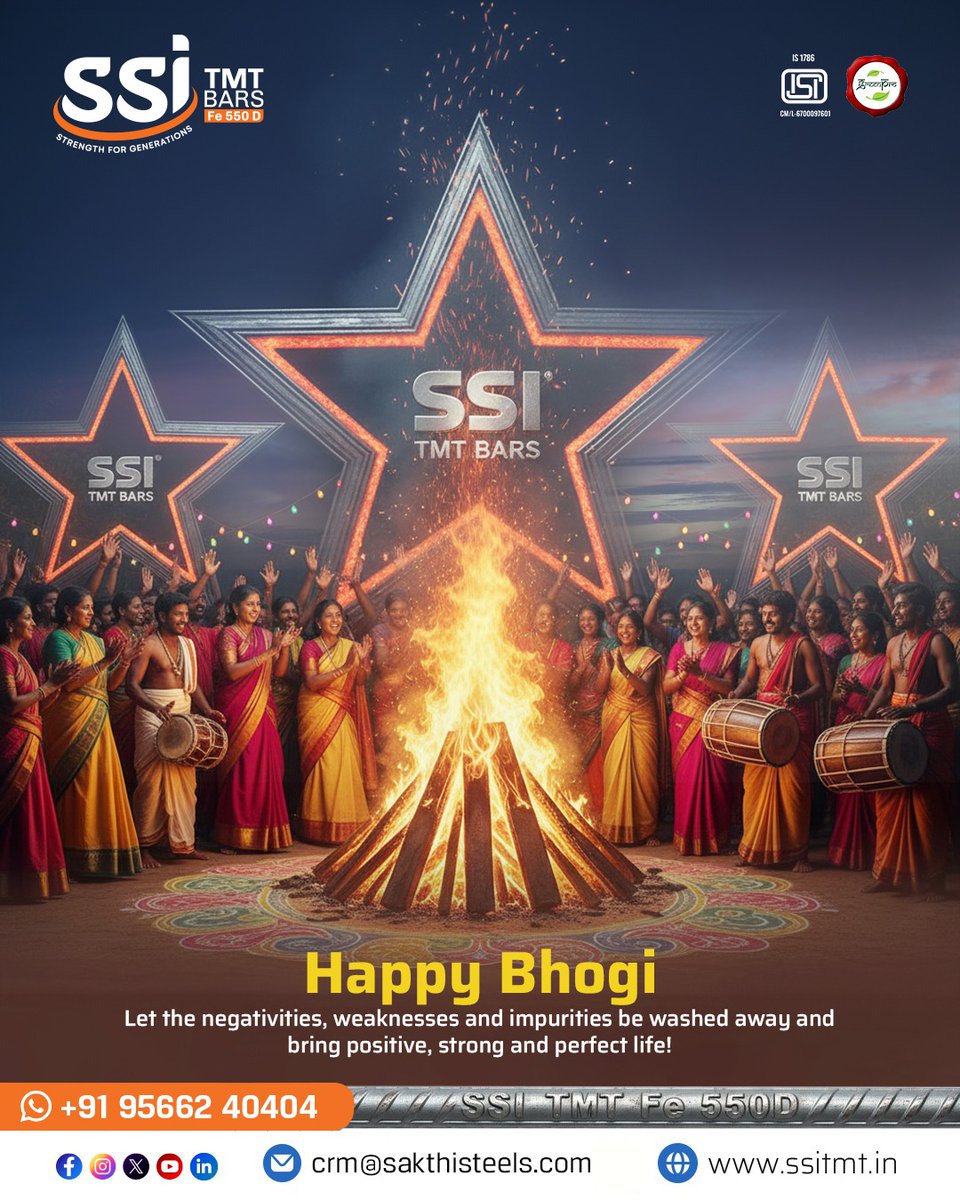 ssitmtbar's tweet image. As we welcome new beginnings this Bhogi, let’s burn away the old and build stronger foundations for the future. May this festive season bring strength, safety, and prosperity to every home you build.

Happy Bhogi

#Bhogi #SSITMT #TMTSteel #Festival #PongalWishes