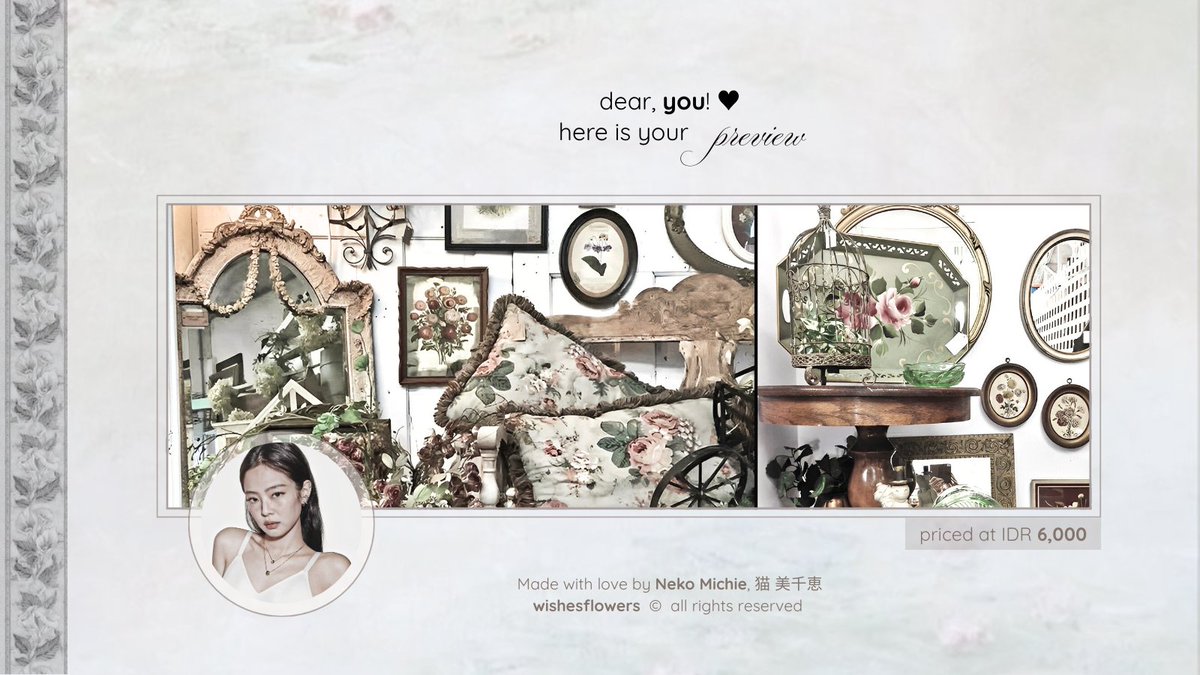 wishesflowers's tweet image. help repost? merci! ♥︎

top of the afternoon, darlings. presenting to you; (18) ready stock layout from Jennie latest updates. priced at IDR 6,000 per-each! already available in JPG &amp;amp; PNG format for avatars. knock my direct message if you are interested!  #zonauang #zonaba  ✧