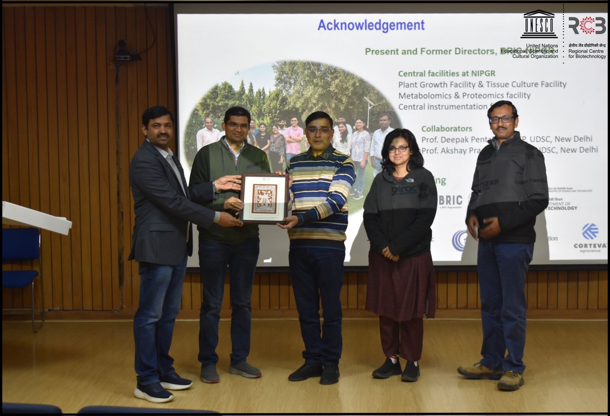 🌿✨ As part of the Gene Editing in Plants Workshop, RCB hosted Dr Naveen C. Bisht (Scientist IV, BRIC–NIPGR) for an insightful lecture on plant genome editing and crop improvement.
<a href="/BricDbt/">BRIC DBT</a> <a href="/NIPGRsocial/">BRIC-NIPGR</a> <a href="/DBTIndia/">Department of Biotechnology</a> <a href="/ArvindK_Sahu/">Arvind K. Sahu</a> <a href="/Shivani38107628/">Shivani Vashist</a> <a href="/NCBishtNIPGR/">Naveen Bisht</a>