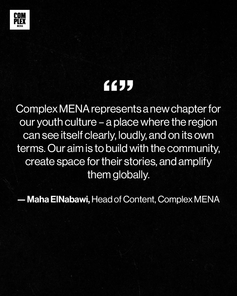 complexmena's tweet photo. Complex MENA brings together global IPs like GOAT Talk with new original formats, exclusive regional storytelling, merch drops, a collectible print edition, and the first ever @ComplexCon MENA, coming soon. https://t.co/1I5uCnxfbW