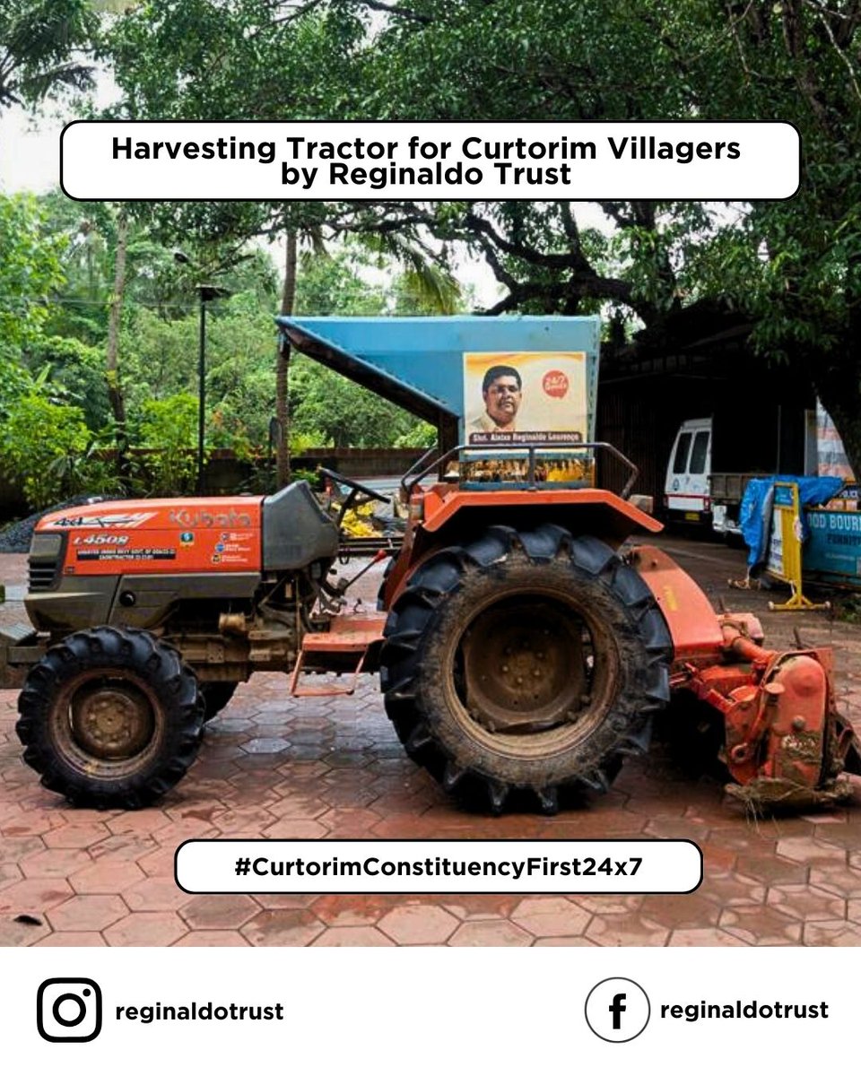ReginaldoTrust's tweet photo. By providing tractors and agricultural machinery free of cost, the Trust continues its mission of empowering farmers, reviving fallow land, and strengthening Goa’s agrarian roots.
Just service, sustainability, and sincere support for our people.
#CurtorimConstituencyFirst24x7 https://t.co/bKmwml9e86