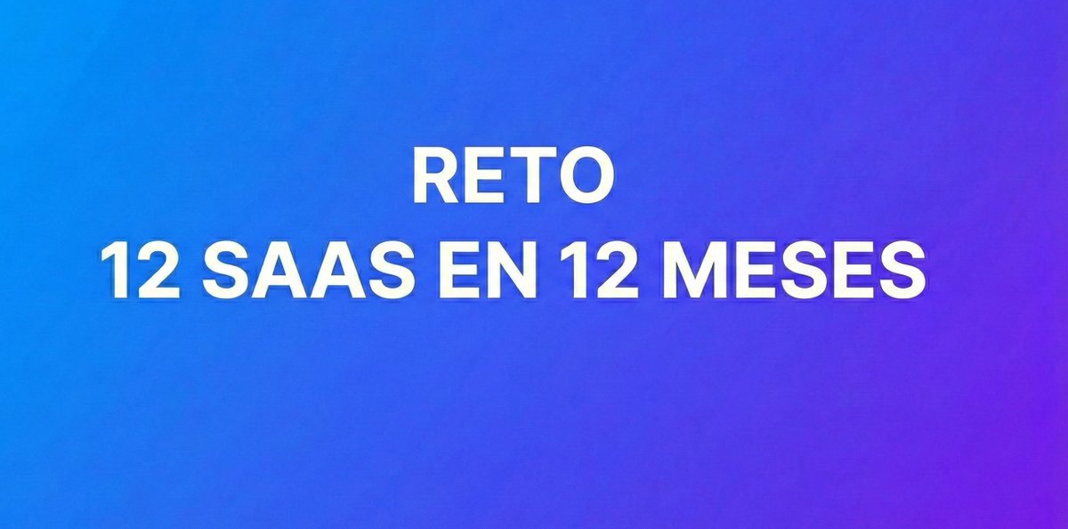 🎯Reto 2026: 12 SaaS en 12 meses.

Este año me prongo lanzar 1 SaaS al mes. Antes, esto era una locura técnica. Hoy, con la IA, programar es trivial.

El verdadero reto ahora es construir productos complejos que la gente realmente quiera usar, no solo demos bonitas de IA.

Voy a