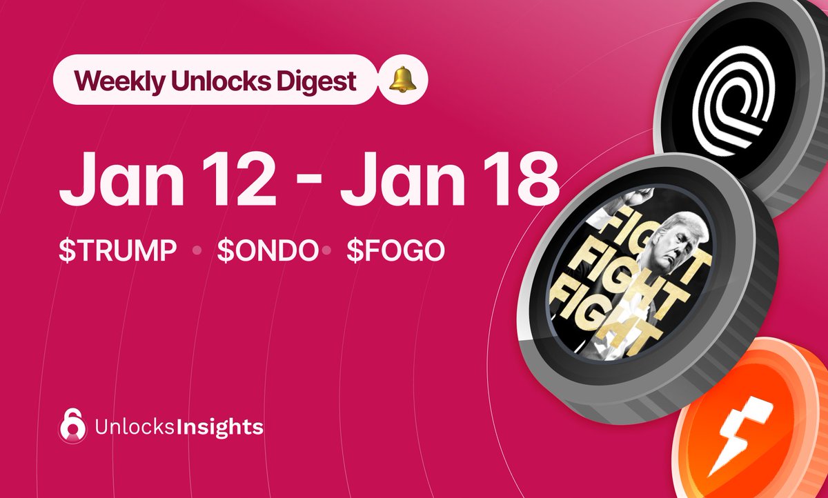 🚨 Weekly Crypto Unlock Alert: Jan 12-18, 2026. 🔓 Major Token Unlocks  exceeding $1.6B—potential supply shocks and price swings ahead! Key  highlights: • $ONDO: 1.94B tokens ($772M)Jan 18. • $TRUMP: 55.1M tokens ($