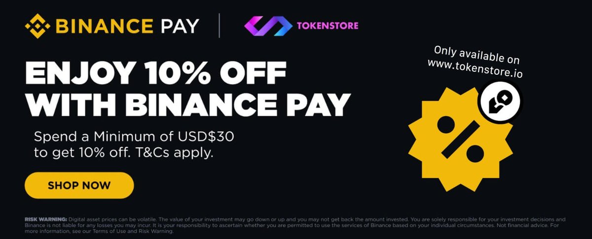 INSTANT SAVINGS WITH BINANCE PAY

Pay with Binance Pay at Tokenstore.io and get 10% OFF instantly

💰 Up to $4 USD discount

🛒How to qualify:
• Spend $30+
• Pay with Binance Pay

👉Shop now: tokenstore.io

One-time use per user. One transaction only.
Max